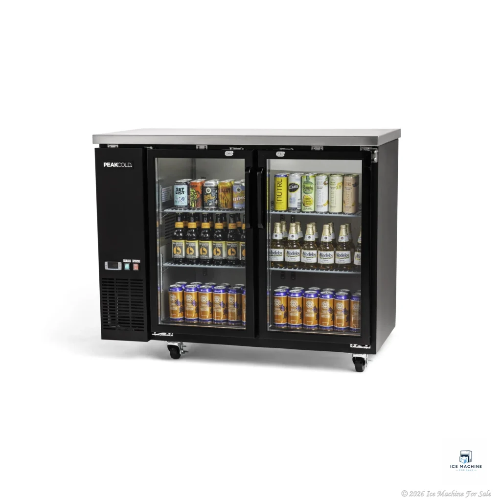 PeakCold 2-Door Back Bar Cooler – 48″ - commercial ice machine for sale at icemachineforsale.com