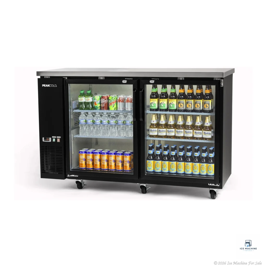 PeakCold 2-Door Back Bar Cooler – 60″ - commercial ice machine for sale at icemachineforsale.com
