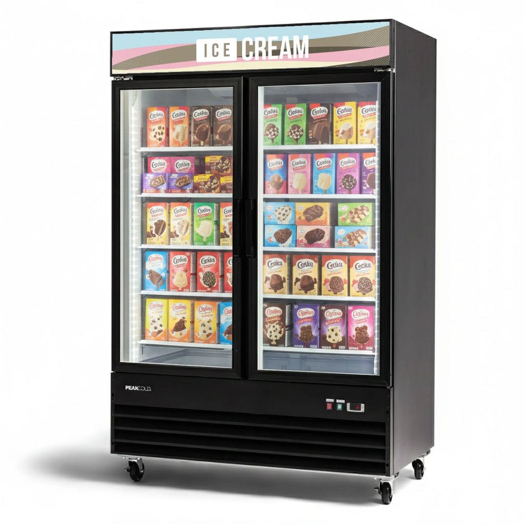 PeakCold 2 Door Ice Cream Display Freezer - 45 CU Ft.