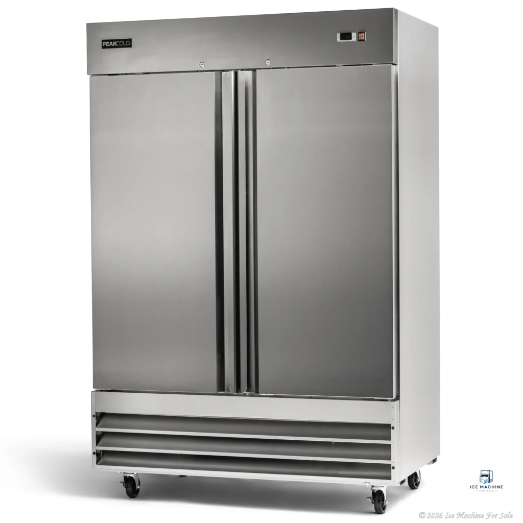 PeakCold 2-Door Stainless Steel Commercial Freezer – 47 cu. ft. - commercial ice machine for sale at icemachineforsale.com