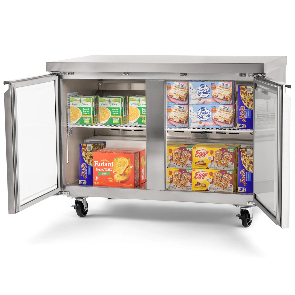 PeakCold 2 Door Undercounter Commercial Freezer - 48"