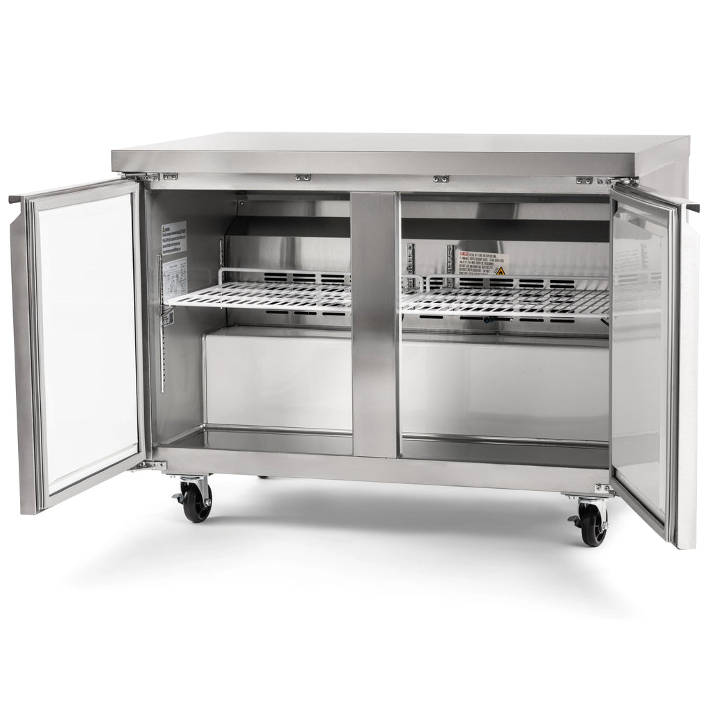 PeakCold 2 Door Undercounter Commercial Freezer - 48"