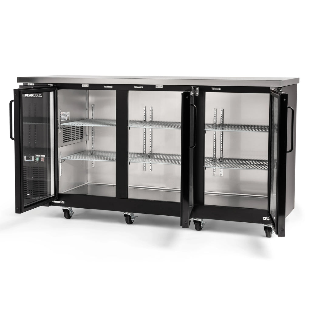 PeakCold 3-Door Back Bar Cooler – 72″