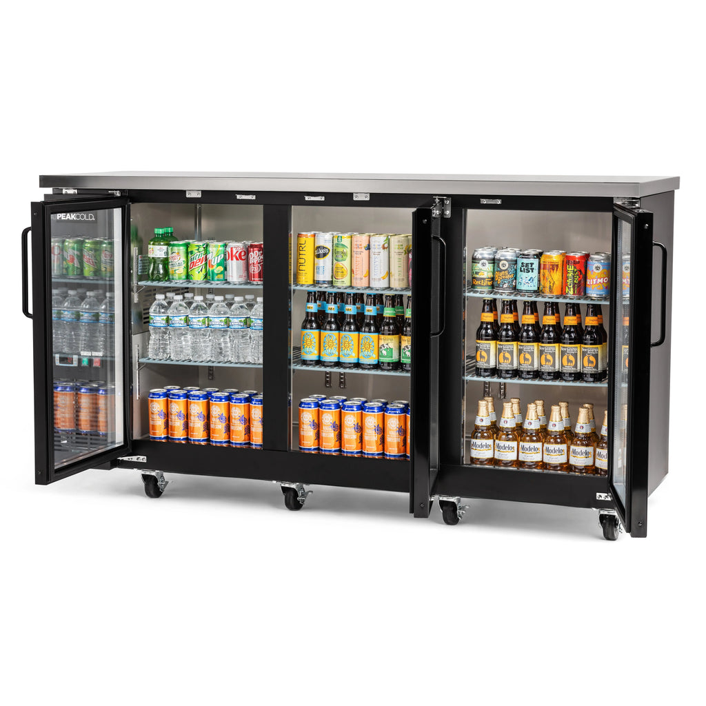 PeakCold 3-Door Back Bar Cooler – 72″