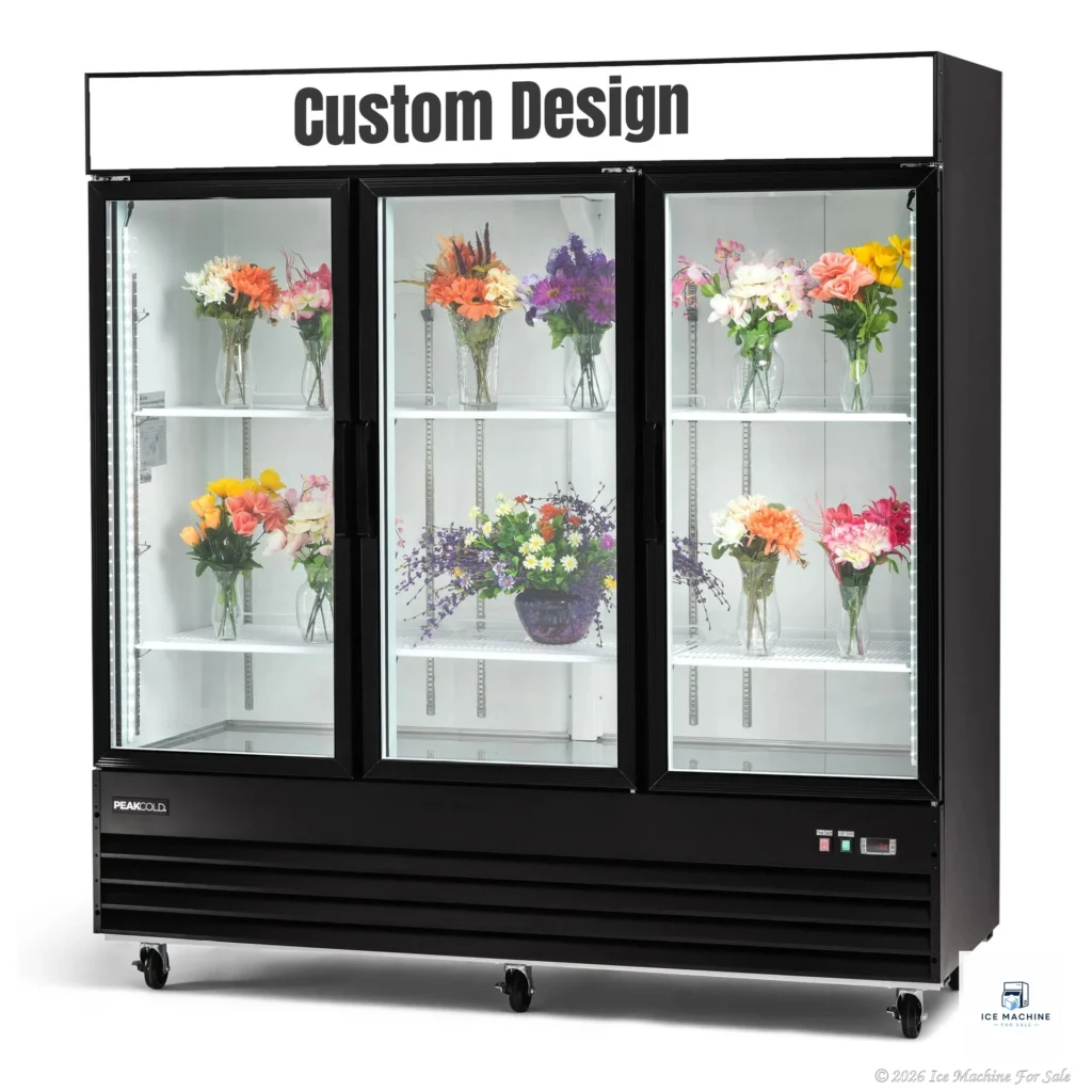 PeakCold 3 Door Custom Floral Display Cooler – 57.5 cu. ft. - commercial ice machine for sale at icemachineforsale.com