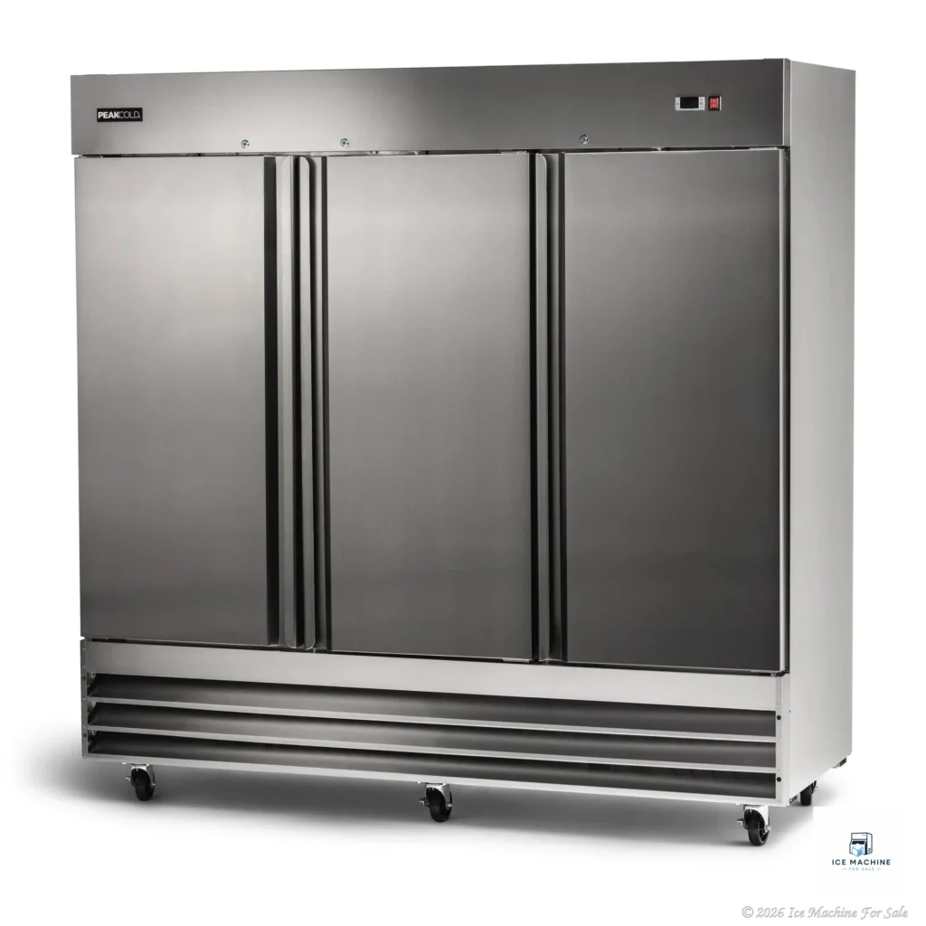 PeakCold 3-Door Stainless Steel Commercial Refrigerator – 72 cu. ft. - commercial ice machine for sale at icemachineforsale.com