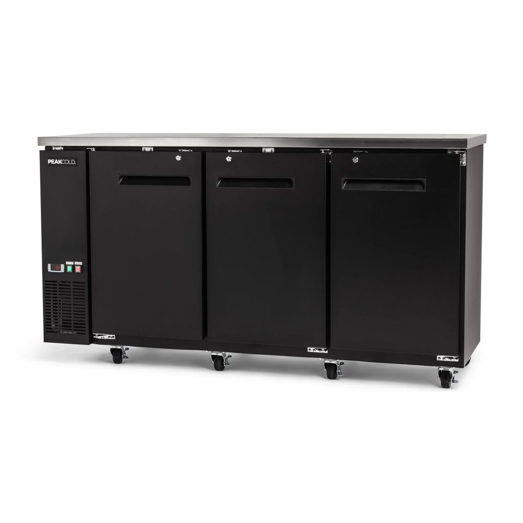 PeakCold 3 Solid Door Back Bar Cooler - 72"