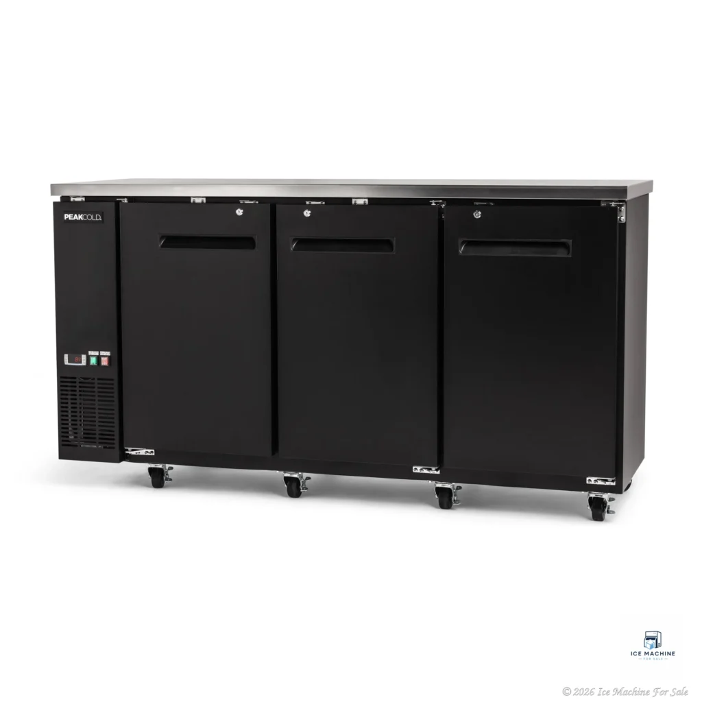 PeakCold 3 Solid Door Back Bar Cooler – 72″ - commercial ice machine for sale at icemachineforsale.com