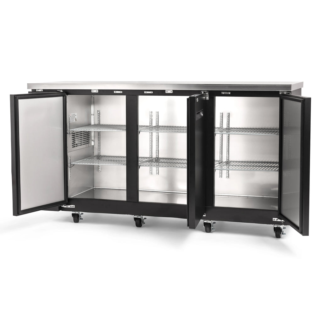 PeakCold 3 Solid Door Back Bar Cooler - 72"