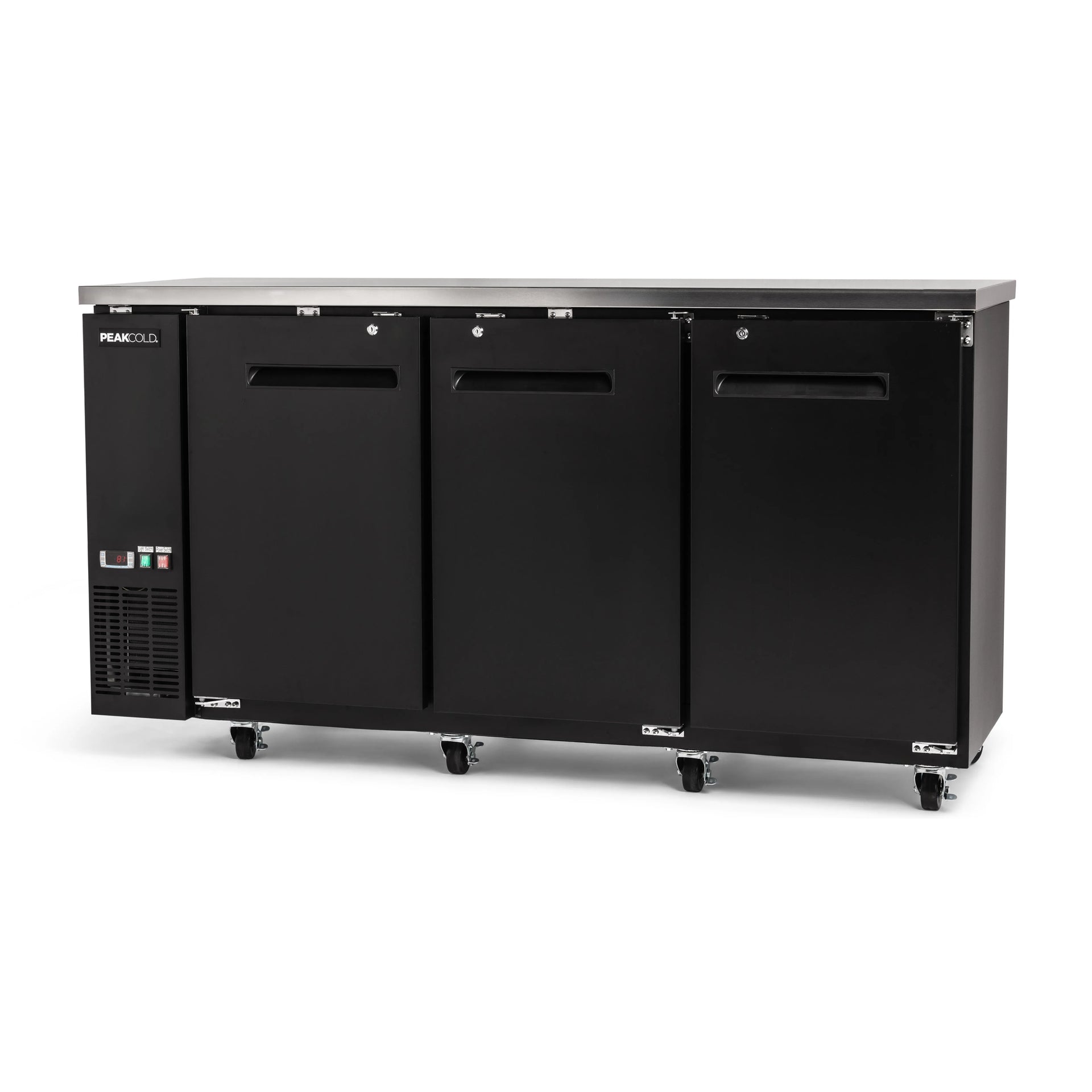 PeakCold 3 Solid Door Back Bar Cooler - 72"