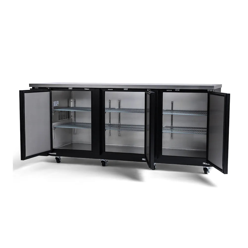 PeakCold 3 Solid Door Back Bar Cooler - 90"