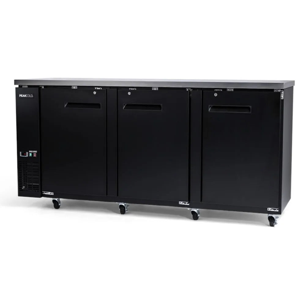 PeakCold 3 Solid Door Back Bar Cooler - 90"