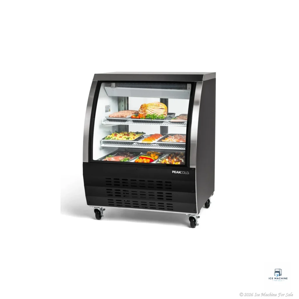 PeakCold Black Curved Glass Deli Case – 36″ - commercial ice machine for sale at icemachineforsale.com