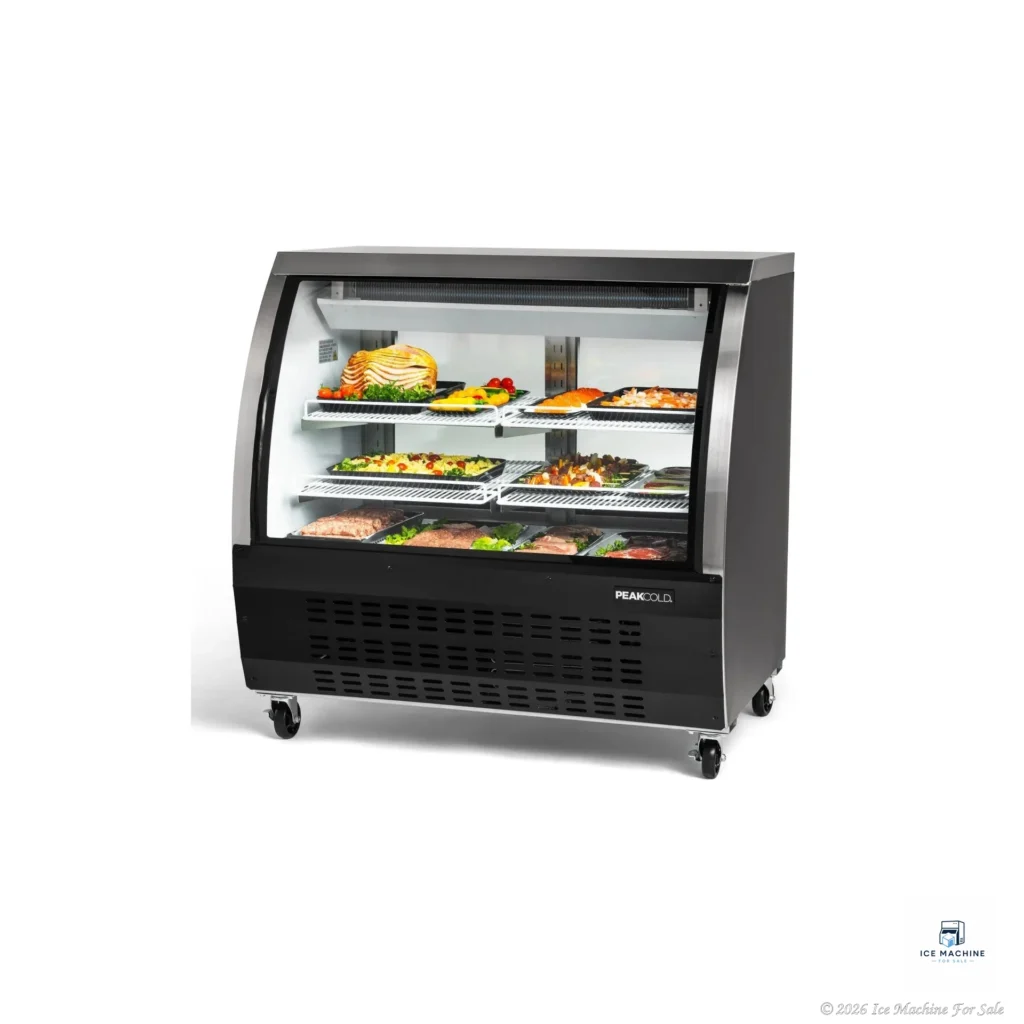 PeakCold Black Curved Glass Deli Case – 48″ - commercial ice machine for sale at icemachineforsale.com