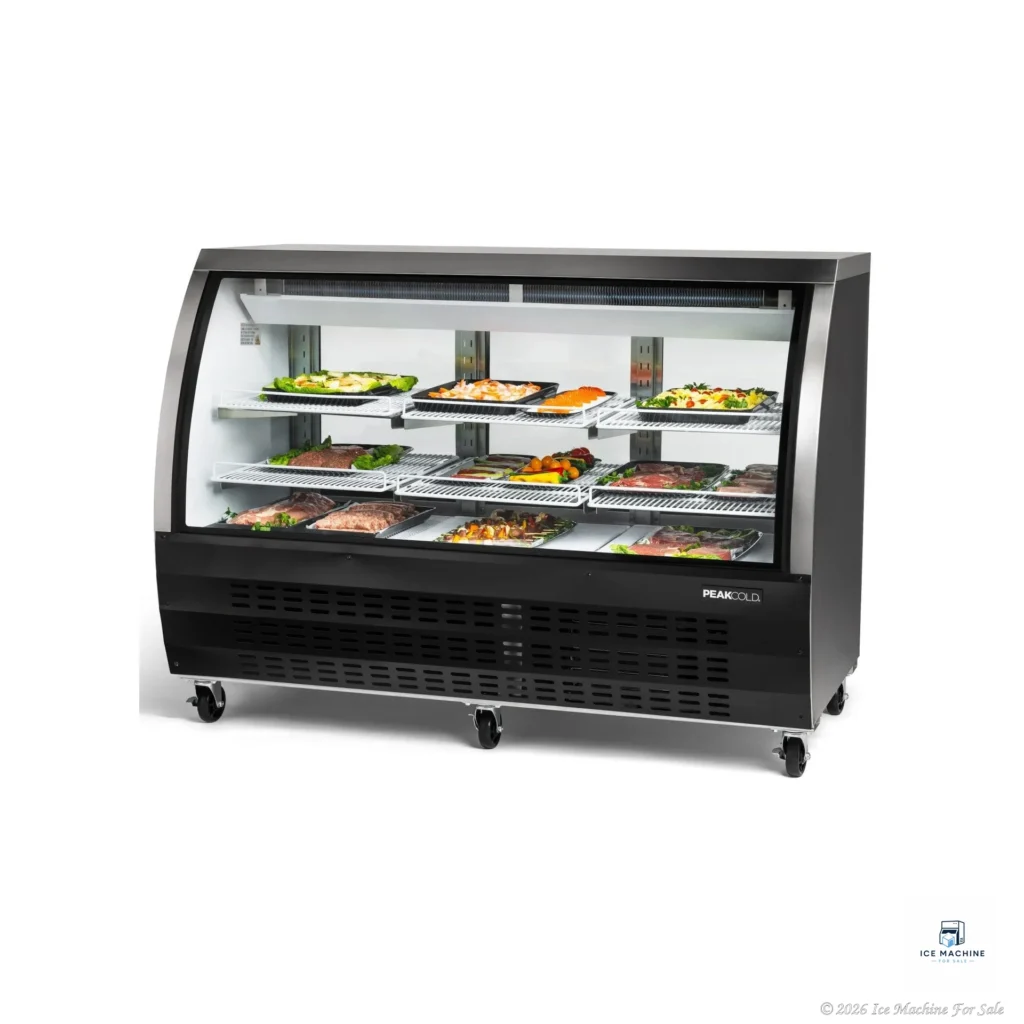PeakCold Black Curved Glass Deli Case – 64″ - commercial ice machine for sale at icemachineforsale.com