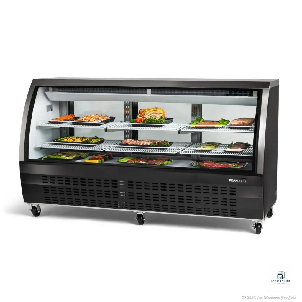 PeakCold Black Curved Glass Deli Case – 82″ - commercial ice machine for sale at icemachineforsale.com