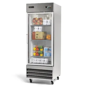 PeakCold Glass Door Stainless Steel Commercial Refrigerator - 23 cu. ft.