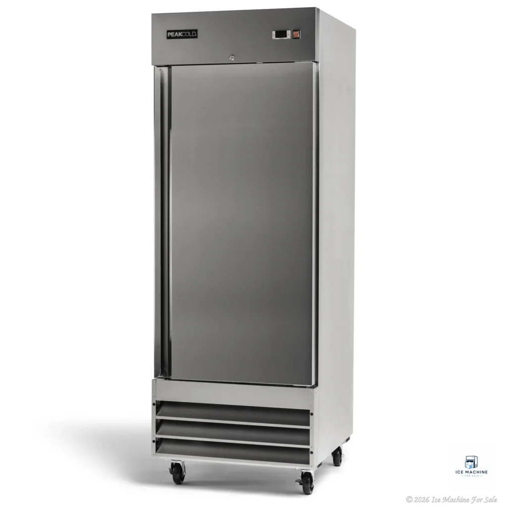 PeakCold Single Door Stainless Steel Commercial Freezer – 23 cu. ft. - commercial ice machine for sale at icemachineforsale.com
