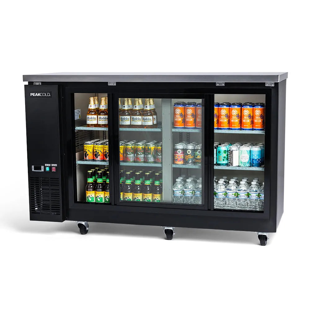 PeakCold Sliding 2-Door Back Bar Cooler - 60"