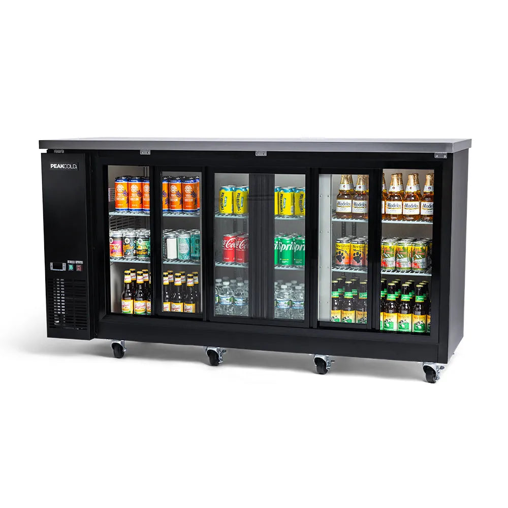 PeakCold Sliding 3-Door Back Bar Cooler - 72"