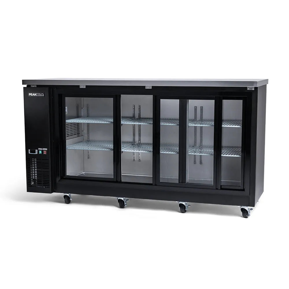 PeakCold Sliding 3-Door Back Bar Cooler - 72"