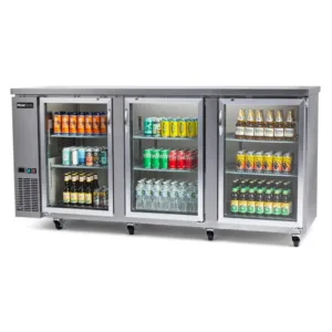PeakCold Stainless Steel 3-Door Back Bar Cooler - 90"