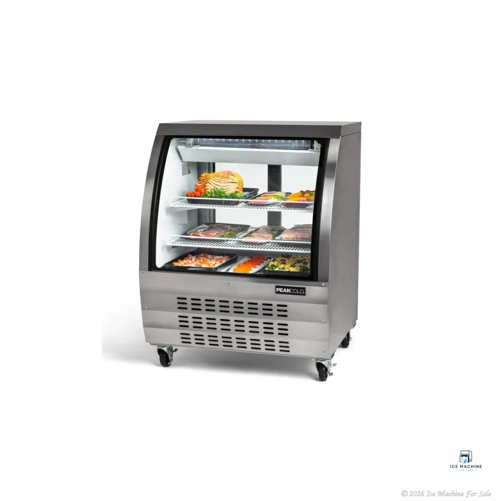 PeakCold Stainless Steel Curved Glass Deli Case – 36″ - commercial ice machine for sale at icemachineforsale.com