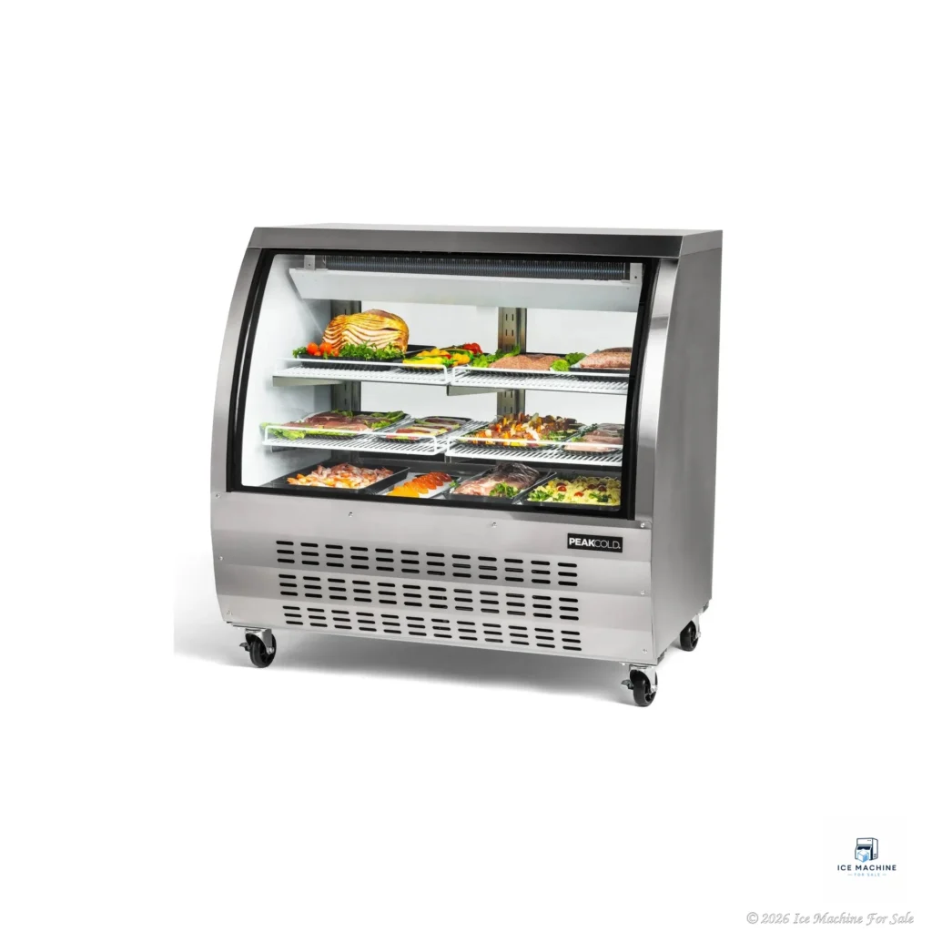PeakCold Stainless Steel Curved Glass Deli Case – 48″ - commercial ice machine for sale at icemachineforsale.com
