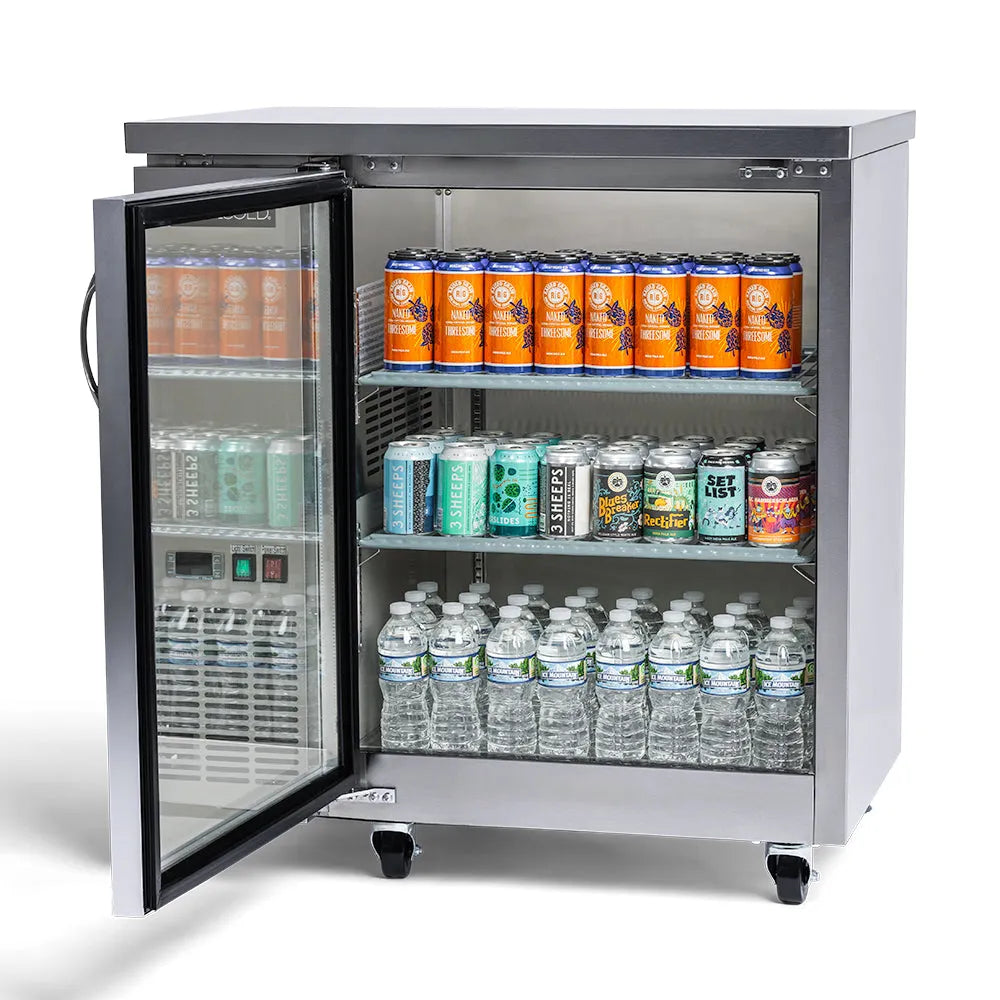 PeakCold Stainless Steel Glass Door Back Bar Cooler - 36"