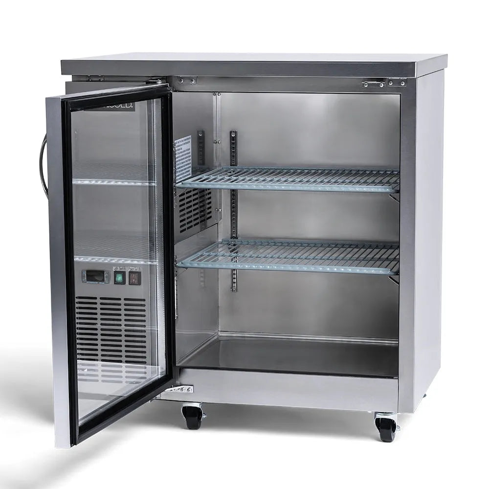 PeakCold Stainless Steel Glass Door Back Bar Cooler - 36"