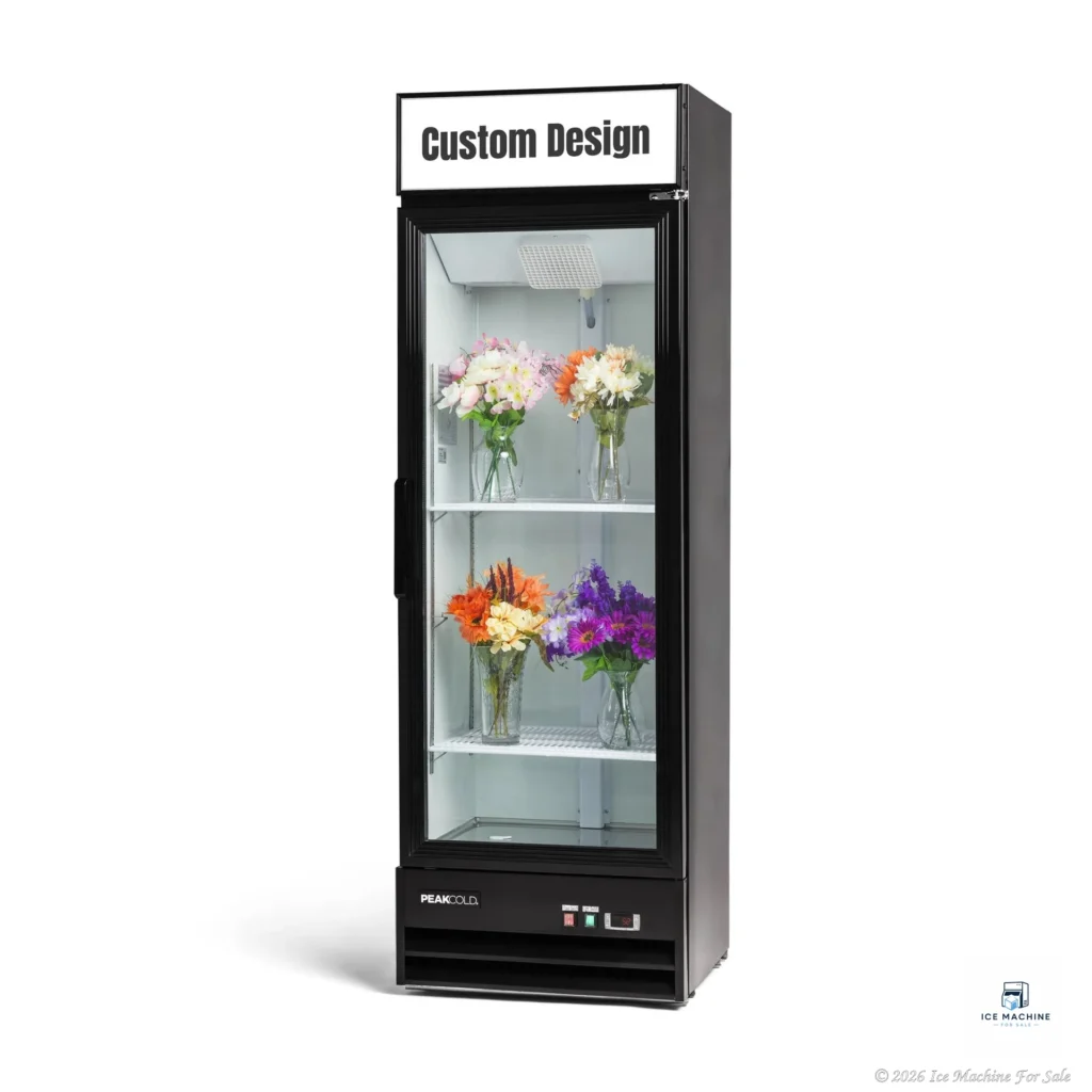 PeakCold Upright Custom Flower Display Cooler – 14 cu. ft. - commercial ice machine for sale at icemachineforsale.com