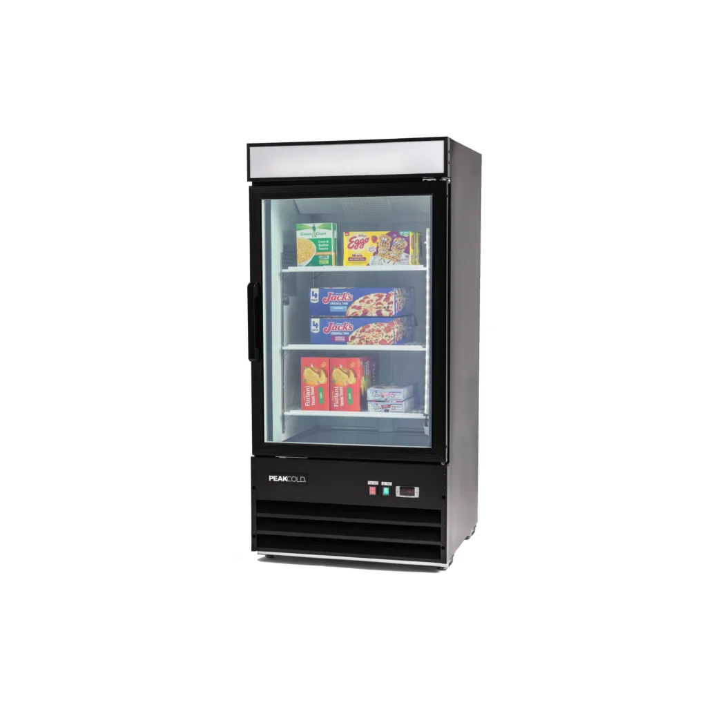 PeakCold Upright Display Freezer – 8.5 CU Ft. - commercial ice machine for sale at icemachineforsale.com