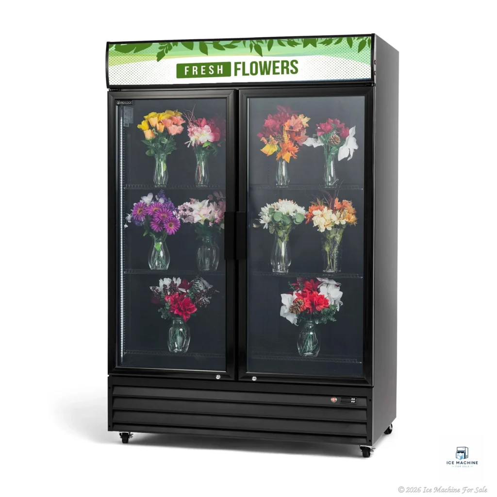Procool 2-Door Black Flower Cooler – 43 Cu. Ft - commercial ice machine for sale at icemachineforsale.com