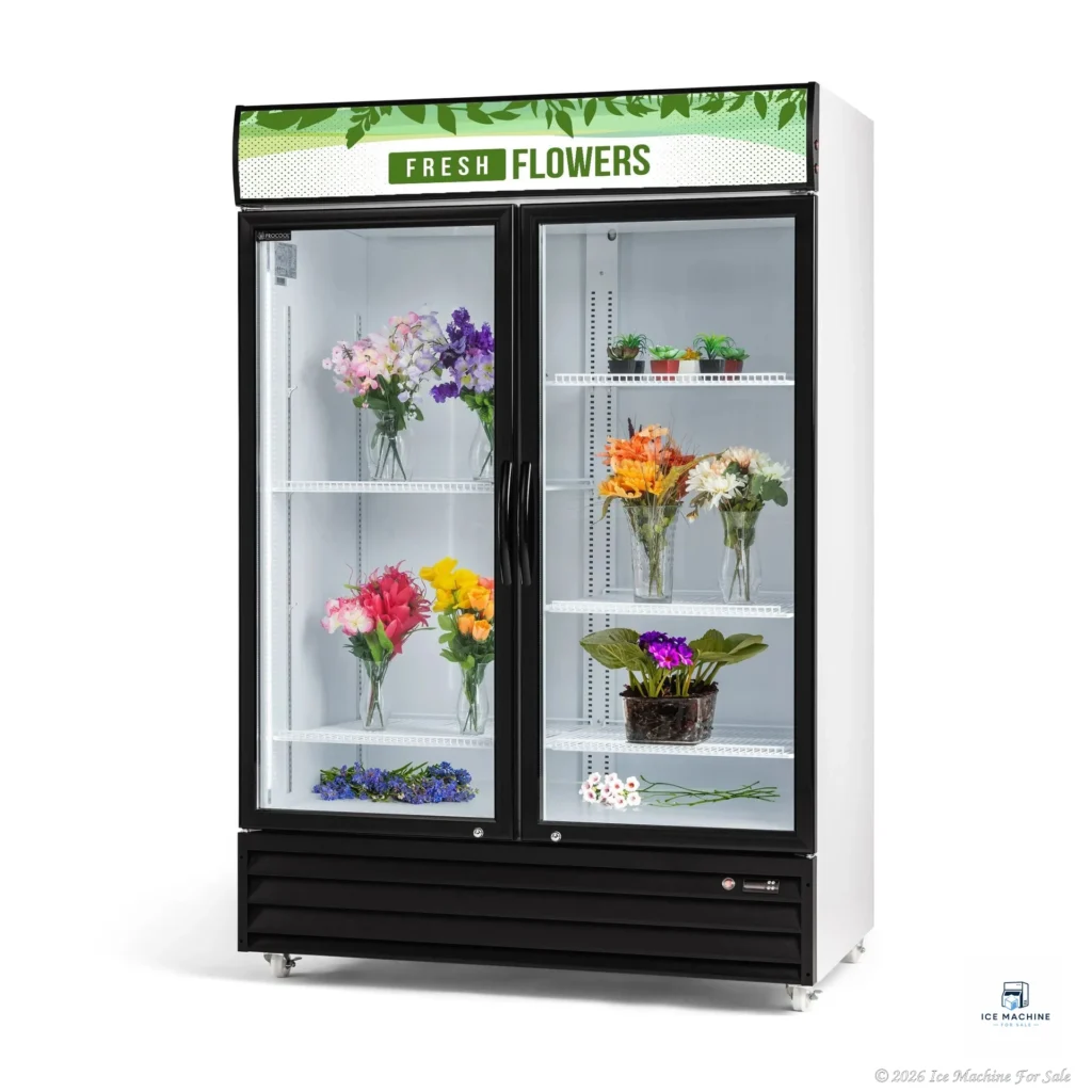 Procool 2-Door Flower White Cooler – 43 Cu. Ft - commercial ice machine for sale at icemachineforsale.com
