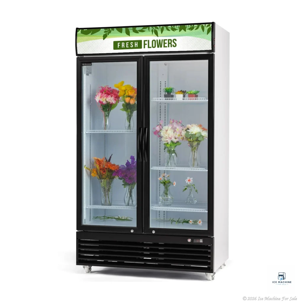 Procool 2-Door Flower White Display Cooler – 35.3 cu. ft. - commercial ice machine for sale at icemachineforsale.com