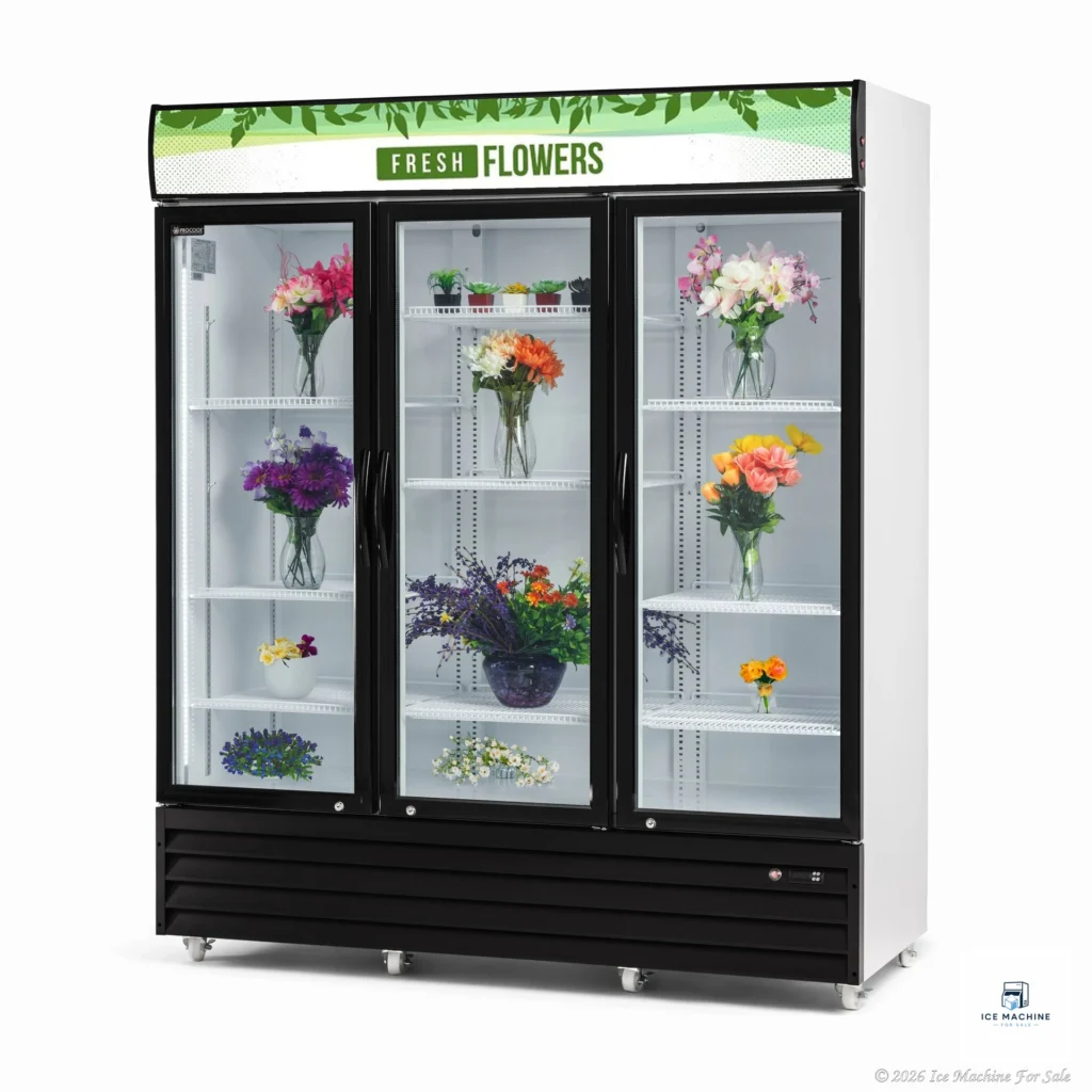 Procool 3-Door White Flower Display Cooler – 53 cu. ft. - commercial ice machine for sale at icemachineforsale.com