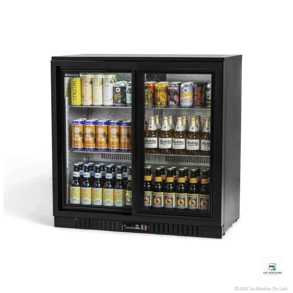 Procool 36″ Sliding Double Door Black Back Bar Cooler - commercial ice machine for sale at icemachineforsale.com