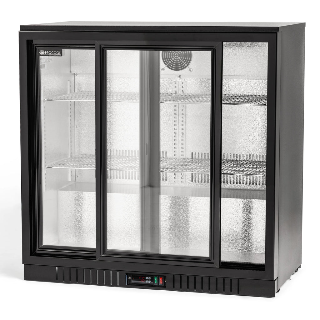 Procool 36" Sliding Double Door Black Back Bar Cooler