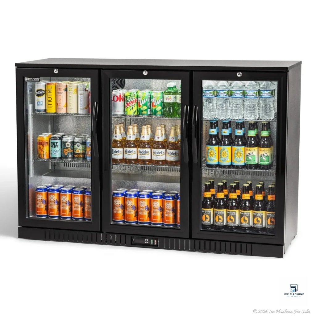 Procool 54″ 3-Door Back Bar Cooler – Black - commercial ice machine for sale at icemachineforsale.com
