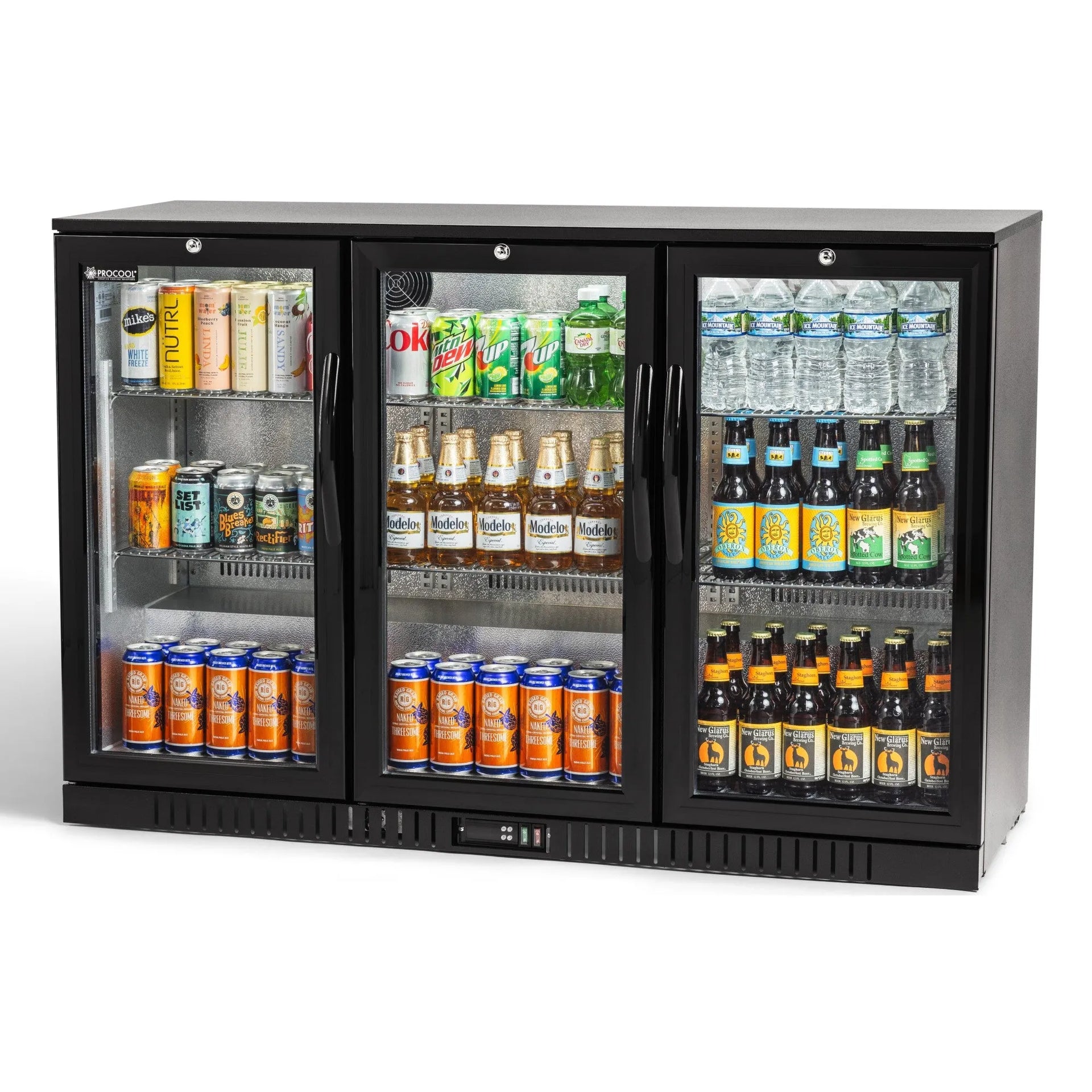 Procool 54" 3-Door Back Bar Cooler - Black