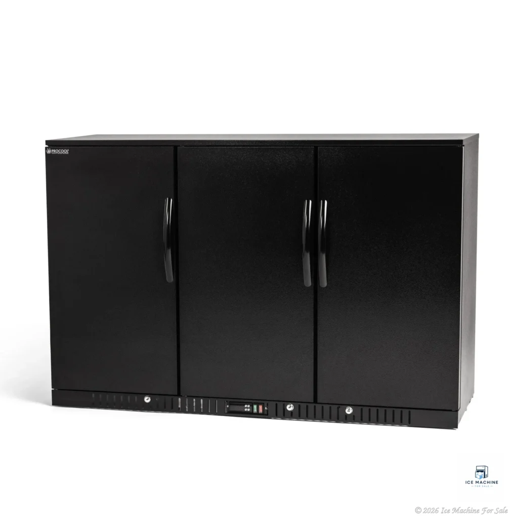 Procool 54″ 3-Door Black Bar Cooler - commercial ice machine for sale at icemachineforsale.com
