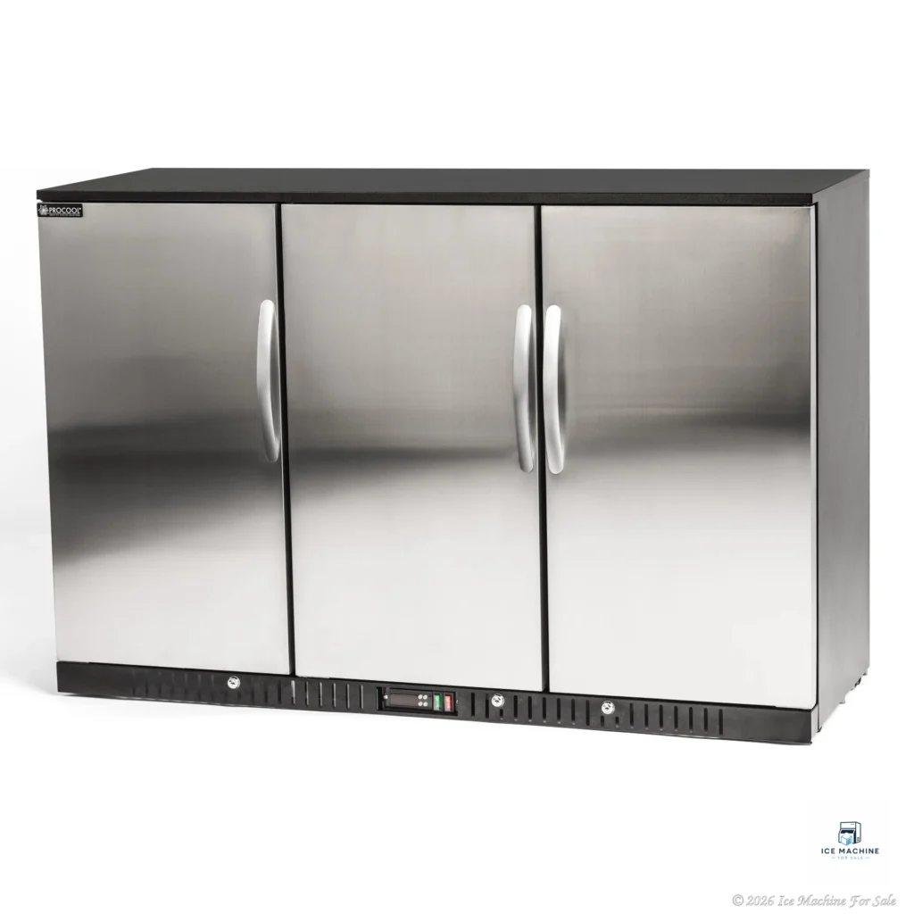 Procool 54″ 3-Door Stainless Steel Front Bar Cooler - commercial ice machine for sale at icemachineforsale.com