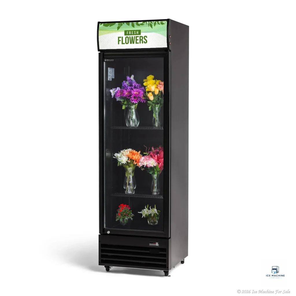 Procool Black Single Door Floral Display Cooler – 12.7 cu. ft. - commercial ice machine for sale at icemachineforsale.com