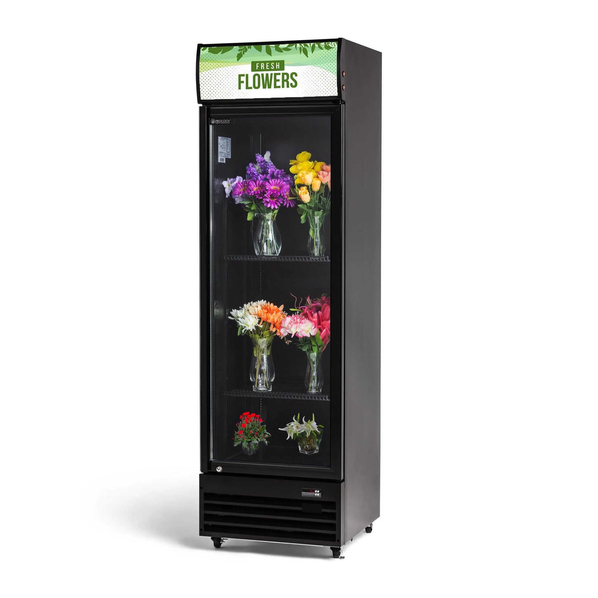 Procool Black Single Door Floral Display Cooler - 12.7 cu. ft.