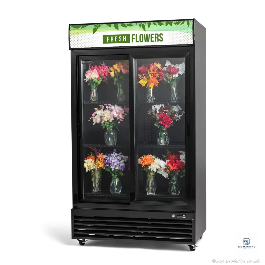 Procool Black Sliding 2-Door Flower Black Cooler – 35.3 cu. ft. - commercial ice machine for sale at icemachineforsale.com