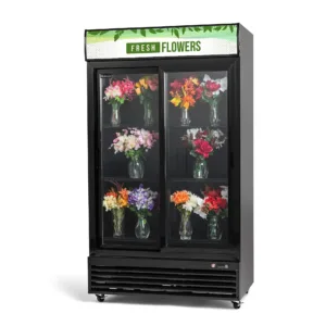 Procool Black Sliding 2-Door Flower Black Cooler - 35.3 cu. ft.