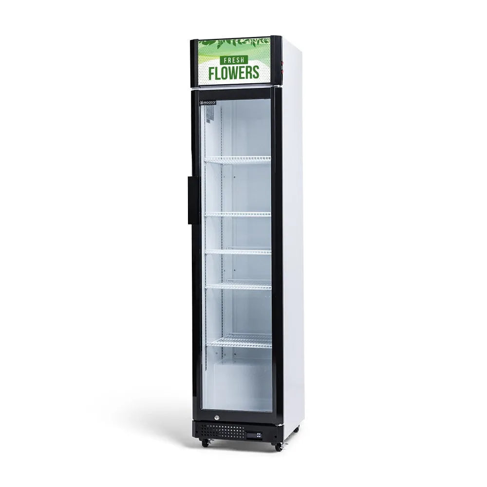 Procool Narrow Flower White Display Cooler - 9.4 cu. ft.