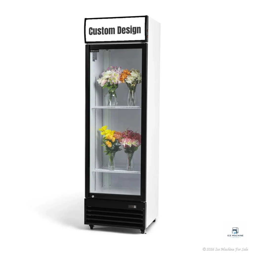 Procool Single Door Custom White Floral Cooler – 12.7 cu. ft. - commercial ice machine for sale at icemachineforsale.com