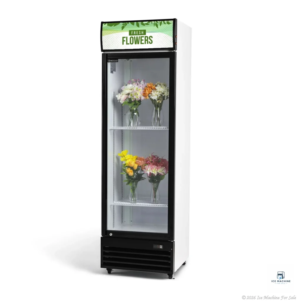 Procool Single Door Floral White Display Cooler – 12.7 Cu. Ft. - commercial ice machine for sale at icemachineforsale.com