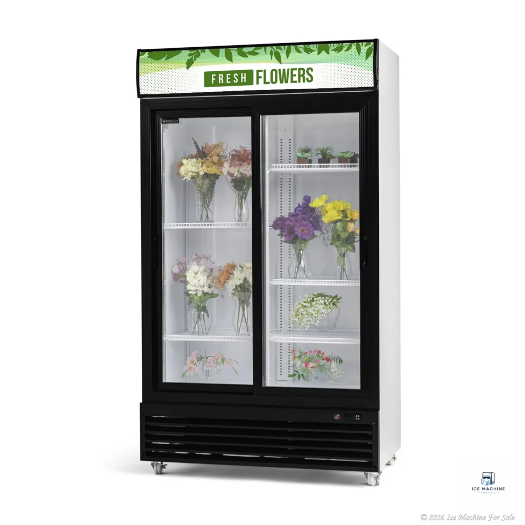 Procool Sliding 2 Door White Flower Cooler – 35.3 cu. ft. - commercial ice machine for sale at icemachineforsale.com